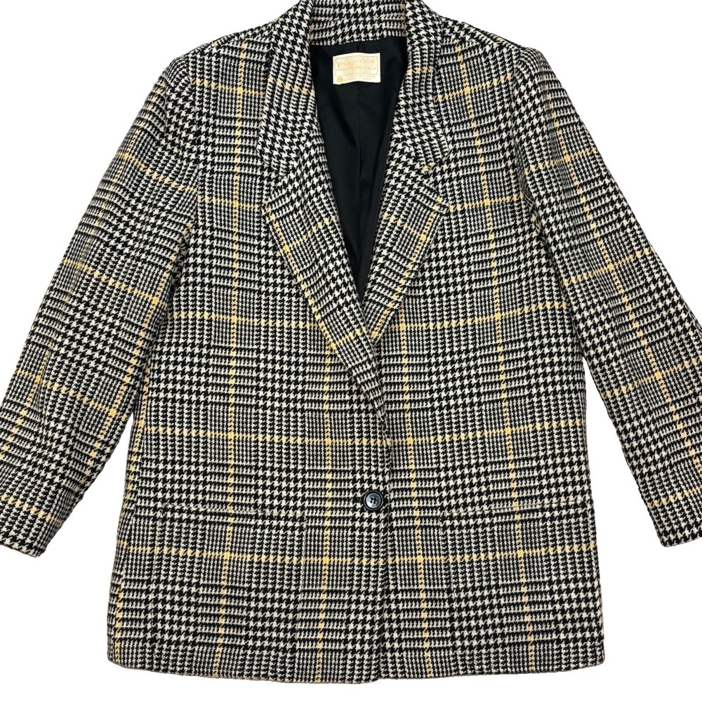Vintage Pendleton Women's 100% Virgin Wool Houndstooth Blazer See Measurements